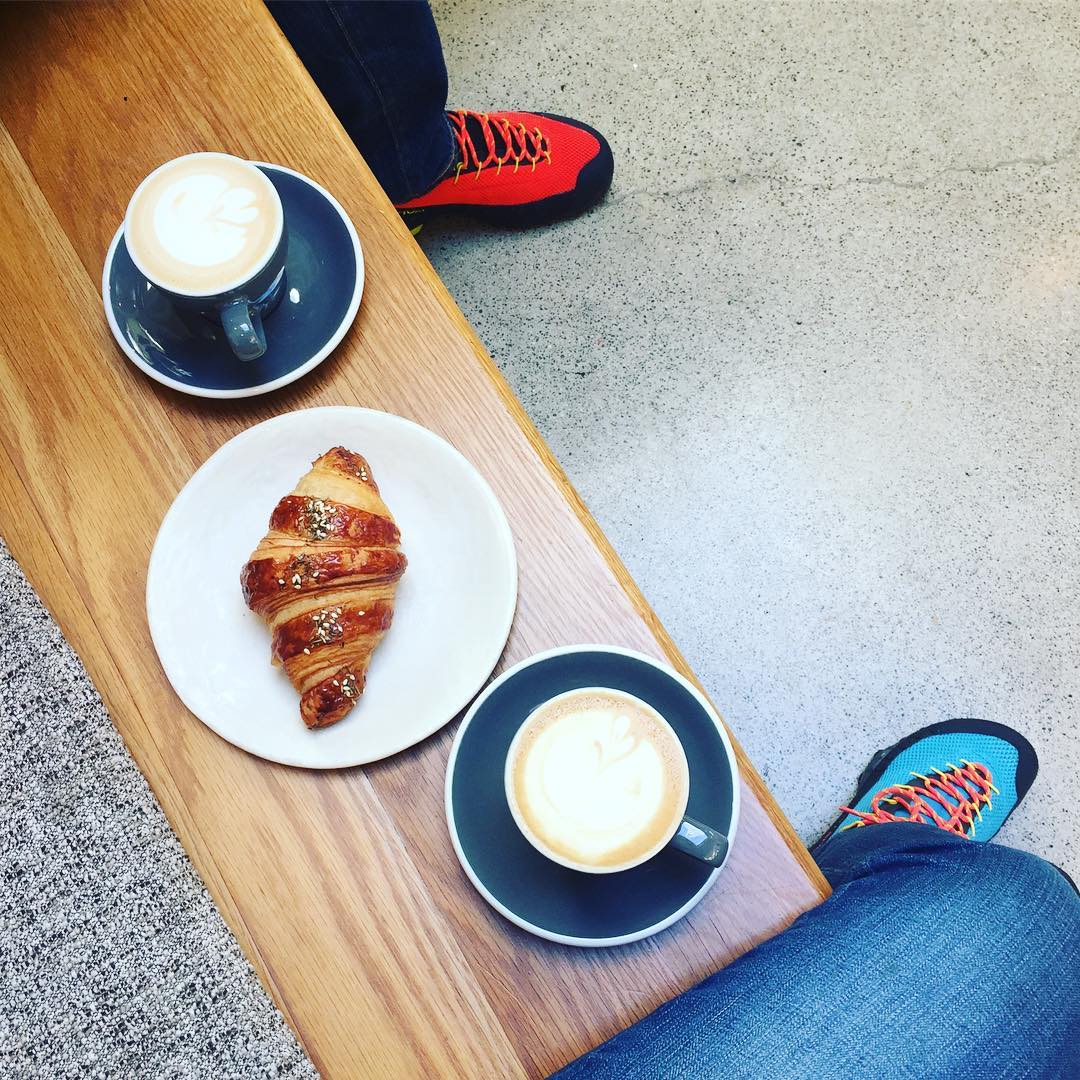 saturday cappuccino and orange blossom/za'atar croissant with @maxkiesler
