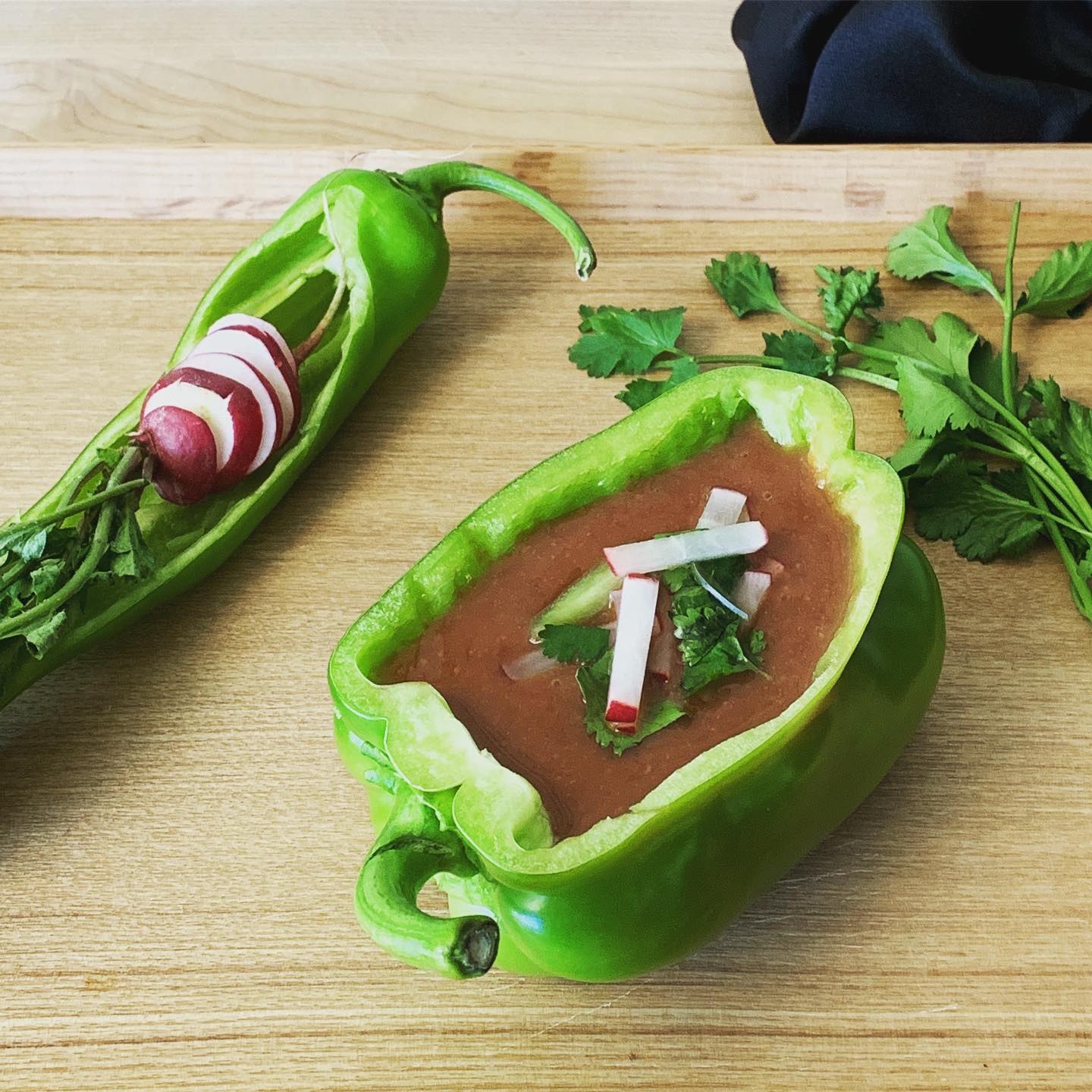 Blended red kidney bean soup with cilantro and peppers by @maxkiesler