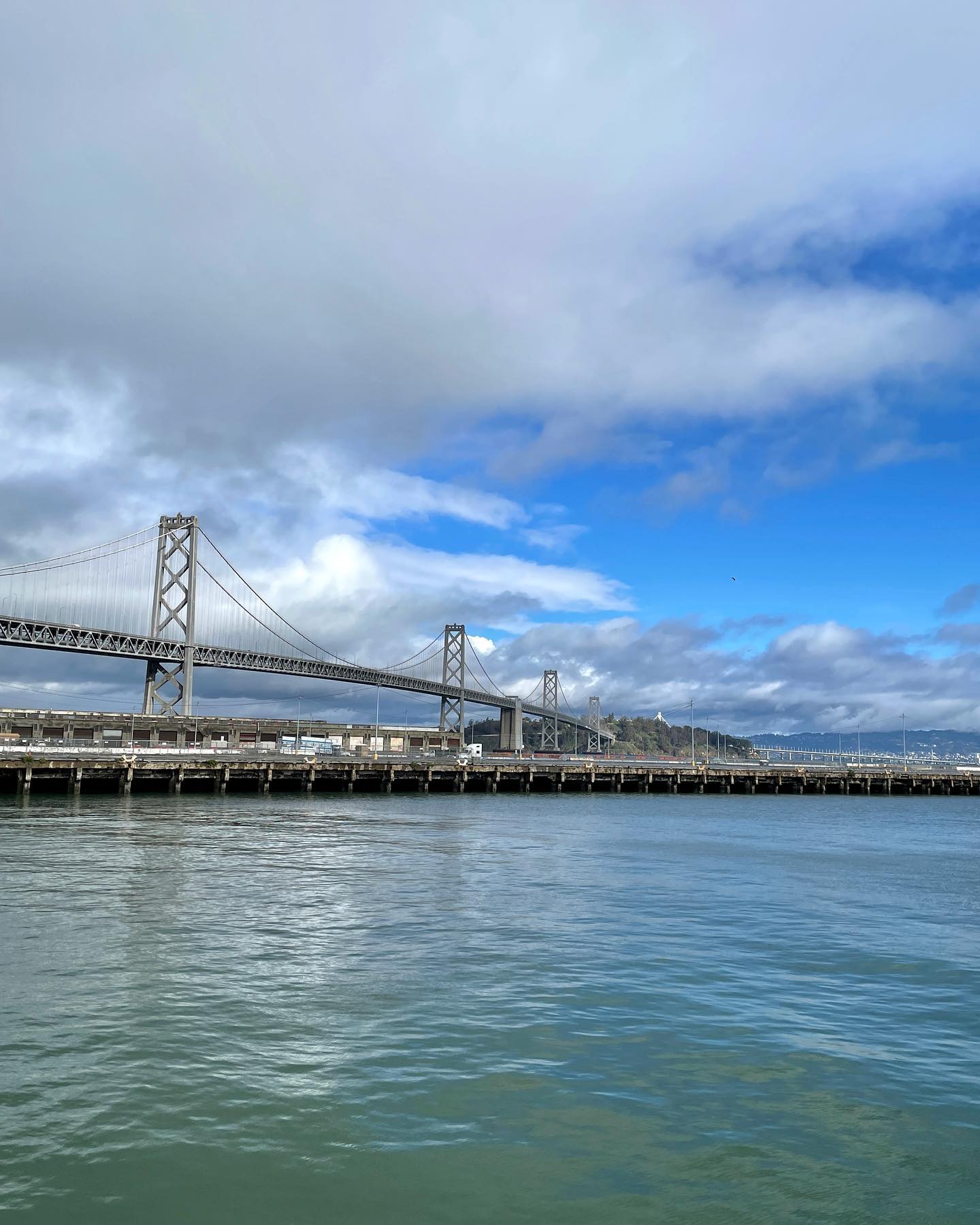 Walked to the Bay Bridge on one of the coldest days in the city